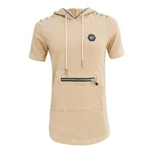 WORTHY STUDDED HOODIE TEE - TAN